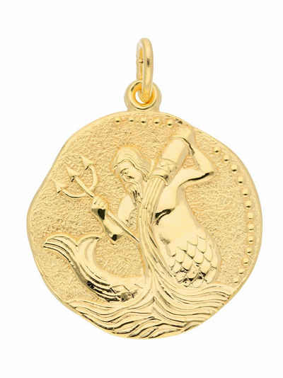 Adelia´s Kettenanhänger 333 Gold Sternzeichen Anhänger Wassermann Ø 18,2 mm, Goldschmuck für Damen & Herren