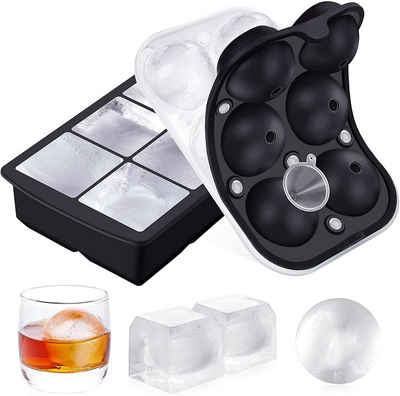 vokarala Eiswürfelform »Eiswürfelform VOKARALA 2er Pack 6-Fach Silikon Eiswürfelformen Eiswürfelbehälter mit Deckel FDA SGS Zertifizierte Ice Cube Tray Wiederverwendbare Eiskugelform für Whisky Cocktails Saft Süßigkeiten«