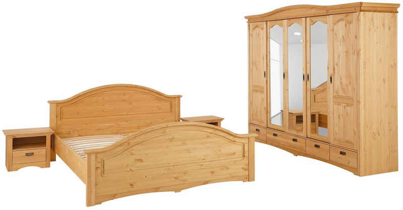 Home affaire Schlafzimmer-Set Konrad, (Set, 4-St), mit 5-trg. Kleiderschrank, Bett 180/200 cm und 2 Nachttischen