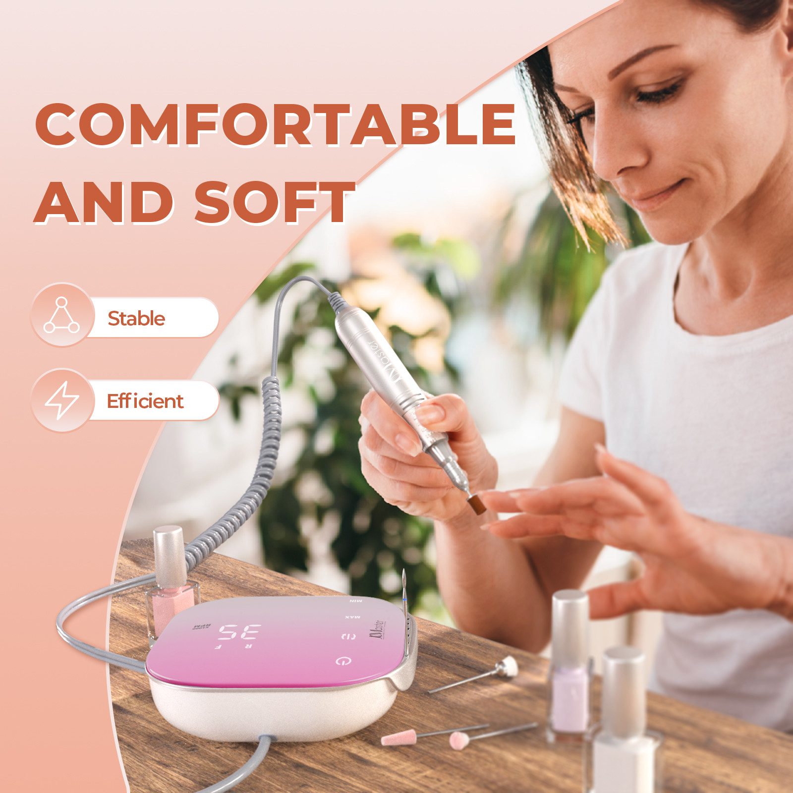 JCMaster Maniküre-Pediküre-Set TouchPro+ Nagelfräser 35000RPM mit Aufsätze Bits, Profi Nagel Fräsmaschine für Gelnägel, Acrylnägel, Kunstnägel