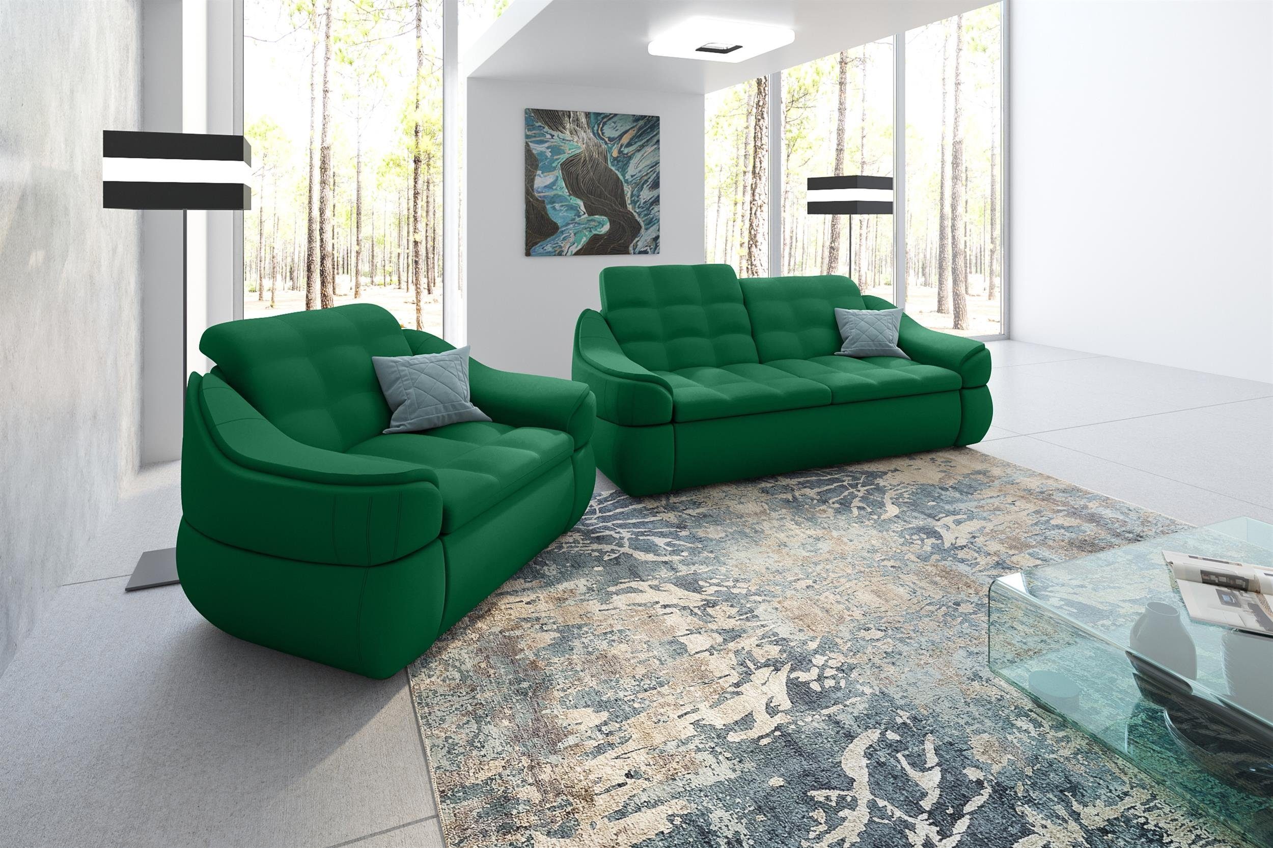 Stylefy Polstergarnitur Alisa, (Set (2-tlg), Modern aus Sessel, Sofa Europa und bestehend Design, in 2-Sitzer made