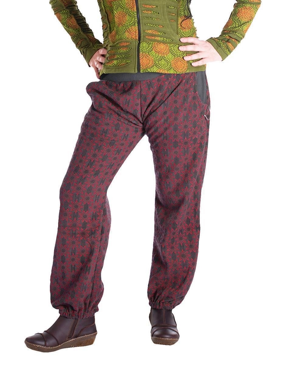 Vishes Haremshose Warme Damen Hose Blumen Haremshose ECO Fleecehose Thermohose Pluderhose, Pumphose