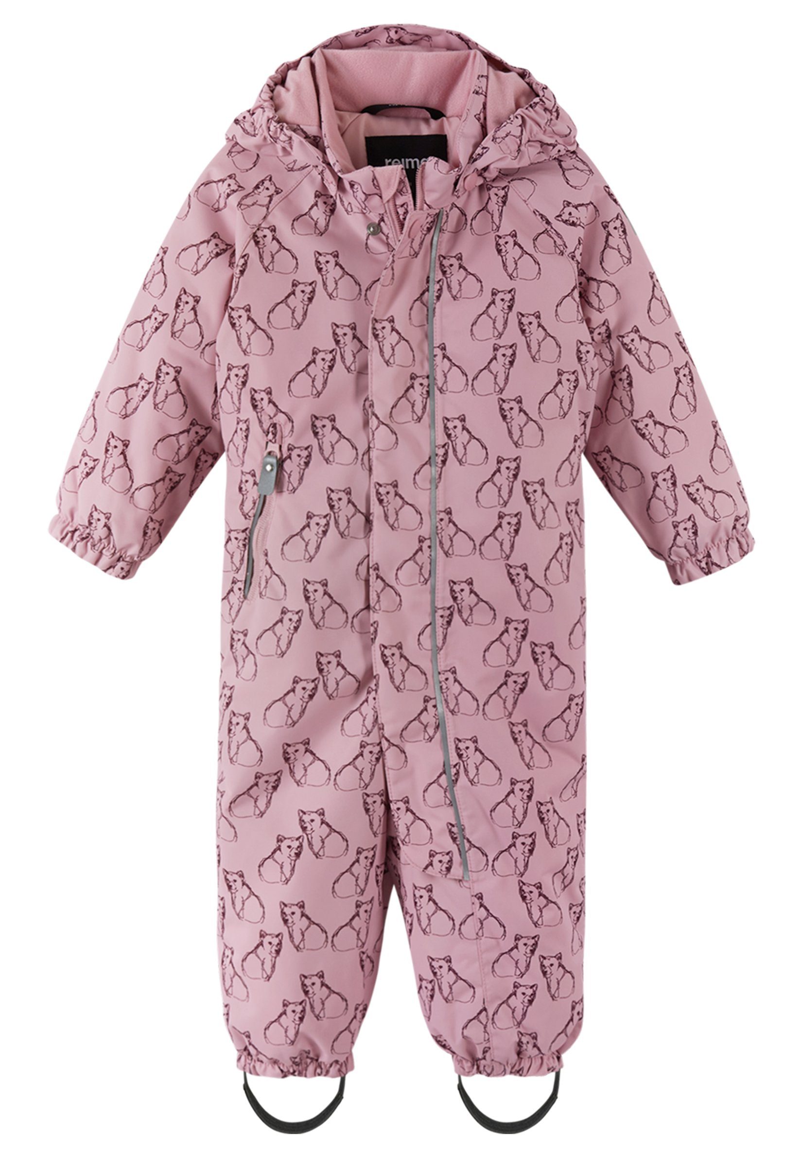 reima Schneeoverall Puhuri Futtermaterial (1-tlg) Grey Haupt- wärmend bluesign®-zertifiziertes Pink wasserdicht, und und atmungsaktiv