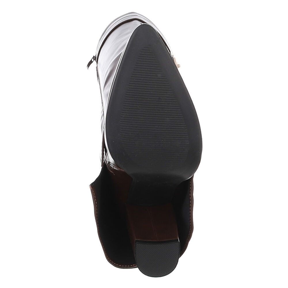 Ital-Design Elegante kniehohe Stiefelette mit Blockabsatz für Damen High-Heel-Stiefel (89852572) Blockabsatz Stiefel in Weinrot