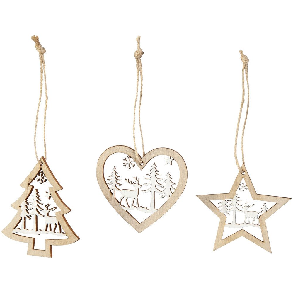 Christbaumschmuck Dekohänger - Weihnachten - aus Holz - ca. 7 cm - 9 Stück
