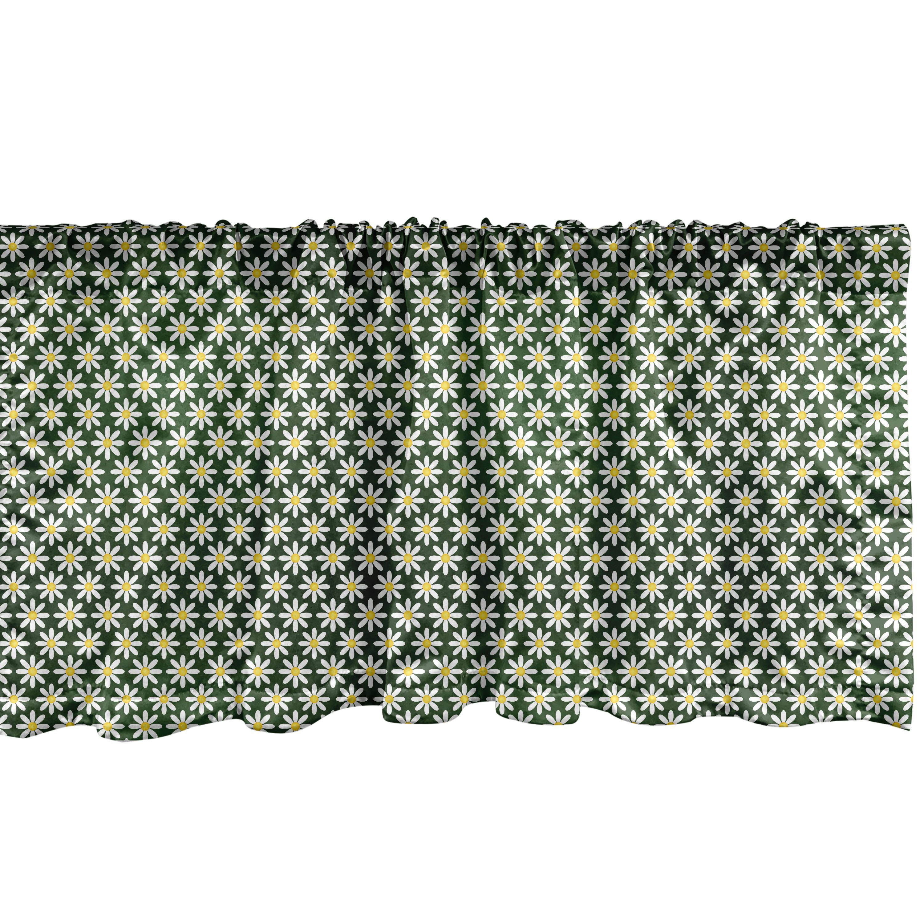 Scheibengardine Volant Küche Natürliche Gänseblümchen Stangentasche, Abakuhaus, Kamille Microfaser, Schlafzimmer Blumen-Motiv mit Dekor für Vorhang