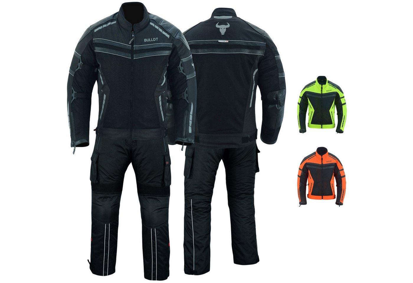 BULLDT Motorradkombi BLD323K (Set, 2-tlg., mit CE-Protektoren, Motorradjacke & Motorradhose) Herren Motorradkombi Tech-Mesh biker kombi mit Protektoren