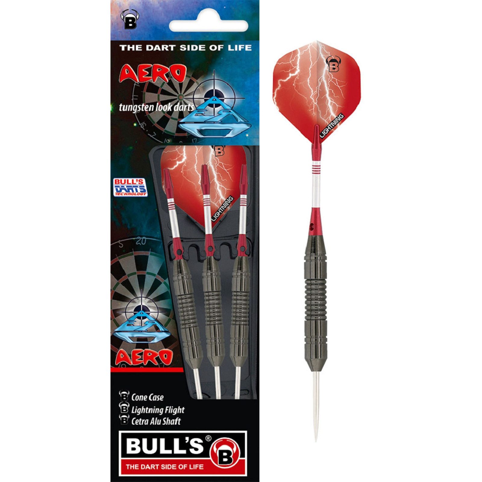 Dartpfeil Steeldart Bull's, Aero, messing, 22g, Schwarz