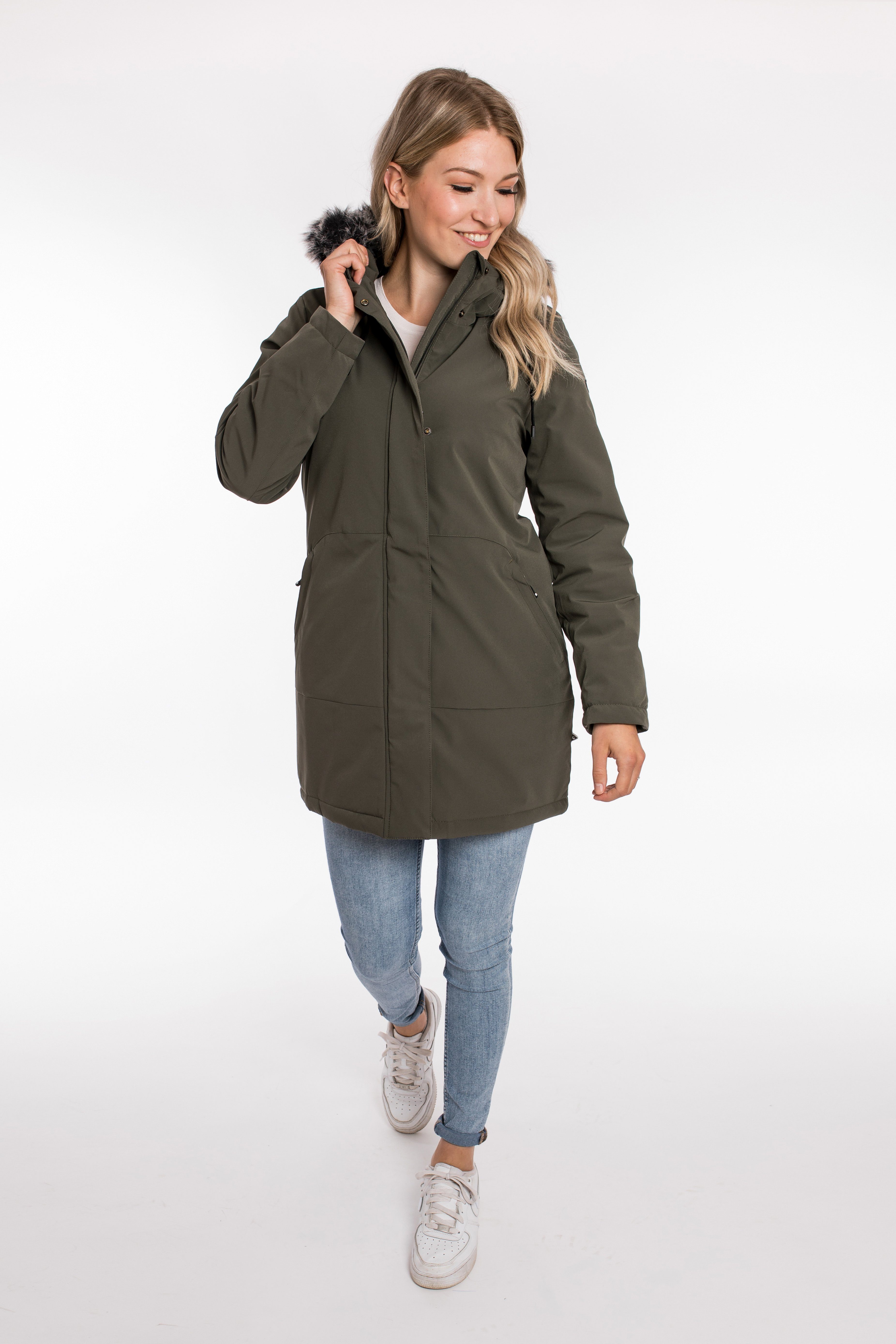 DEPROC Active Parka DIAMOND PEAK Women mit abnehmbarem Kunstfellbesatz