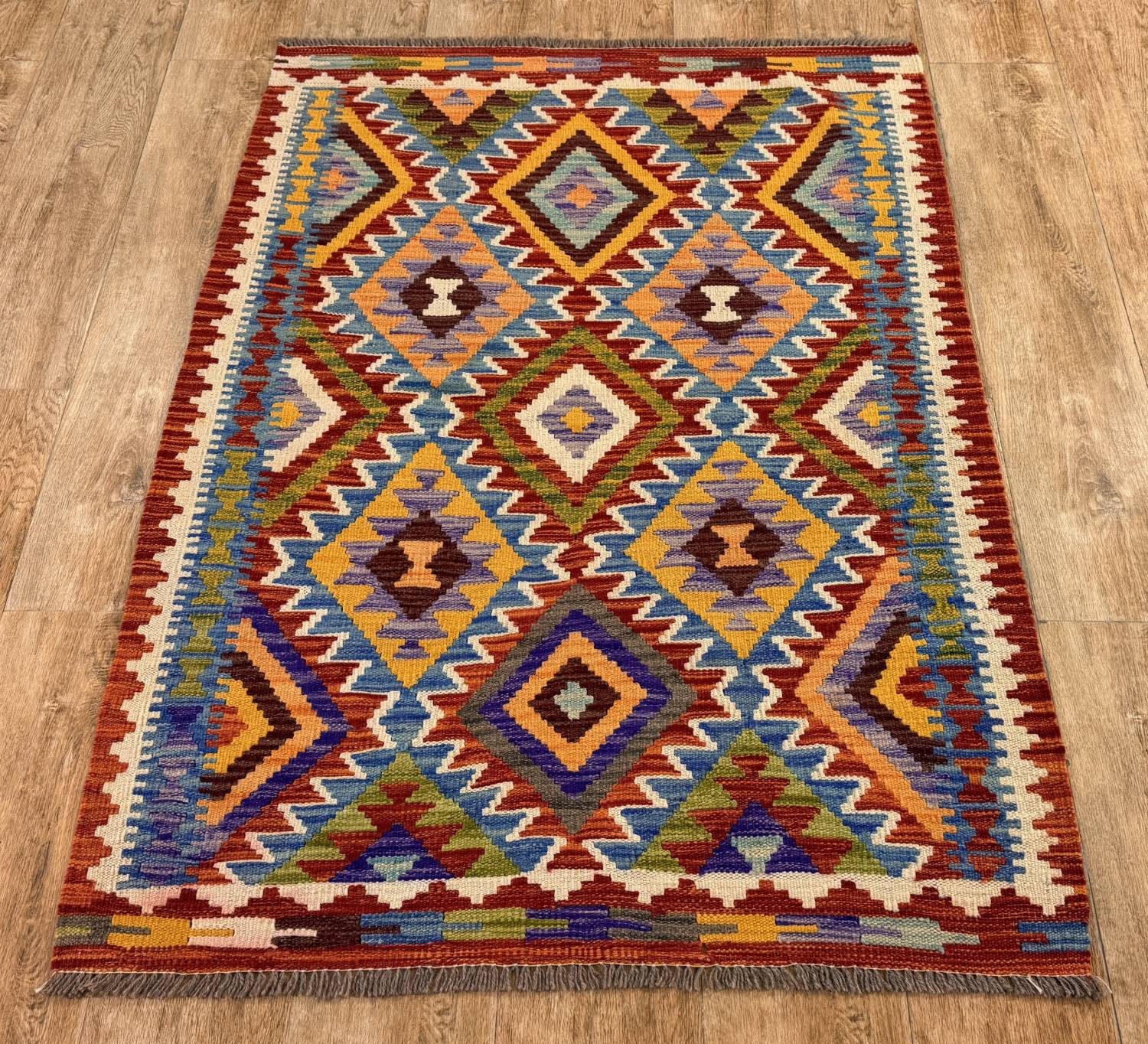 Rug Studios Teppich KELIM ORIGINAL HANDGEARBEITET, Rechteckig, Höhe: 5 mm, Handgefertigt, 103 x 142 cm, Multi