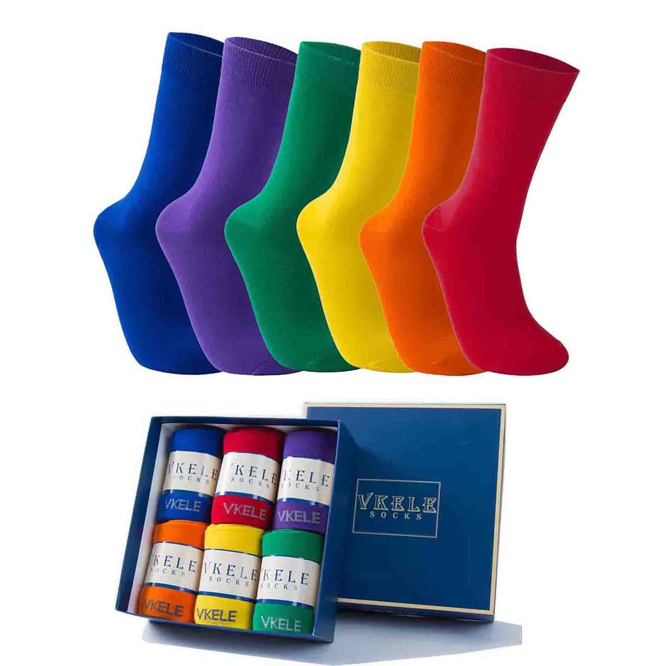 Vkele Носки Bunte Носки (6-Paar) Geschenkpack einfarbige socken herrensocken, Crew Носки