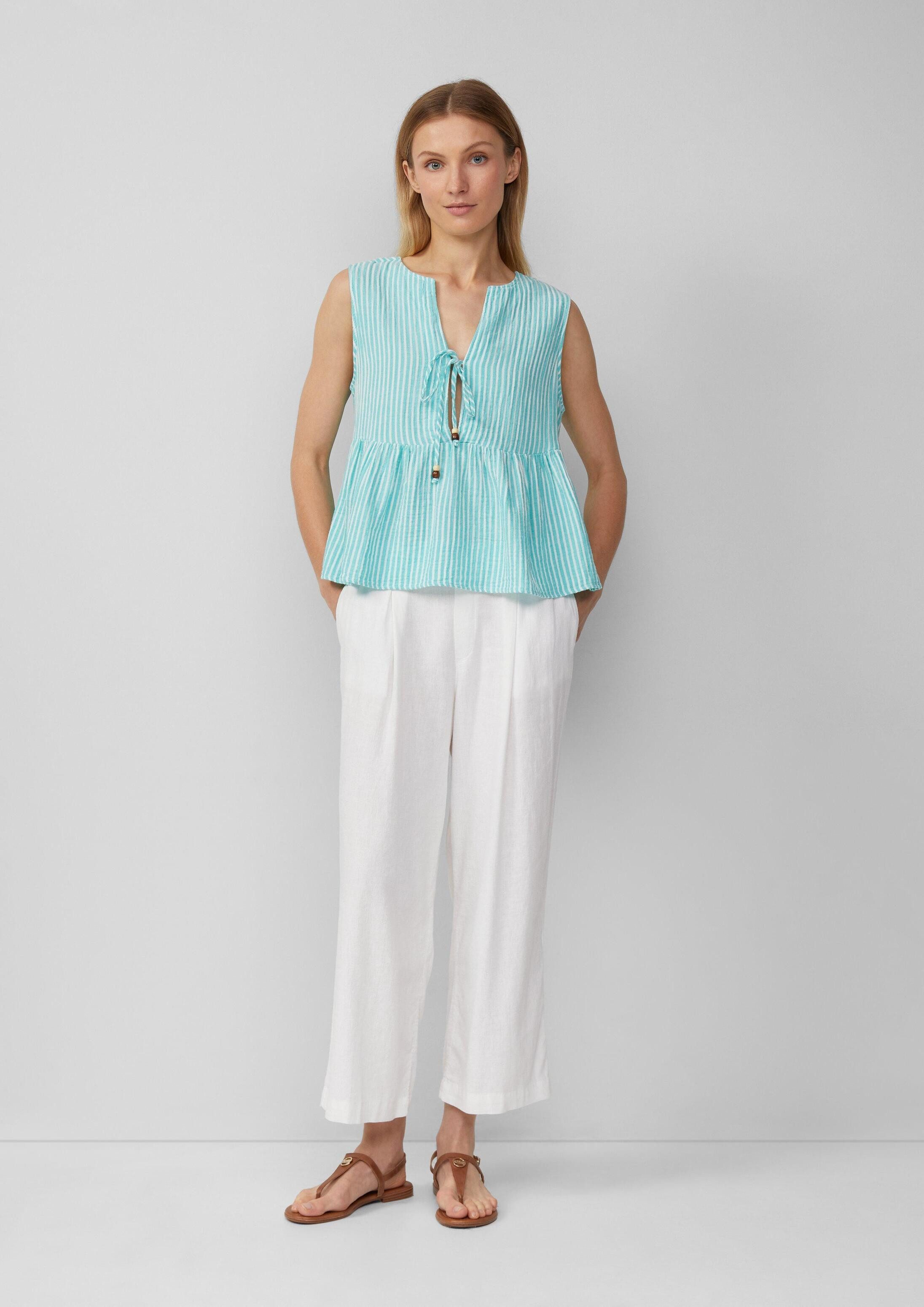 s.Oliver Blusentop Bluse Ärmellose Bluse im Relaxed Fit mit Bindedetail