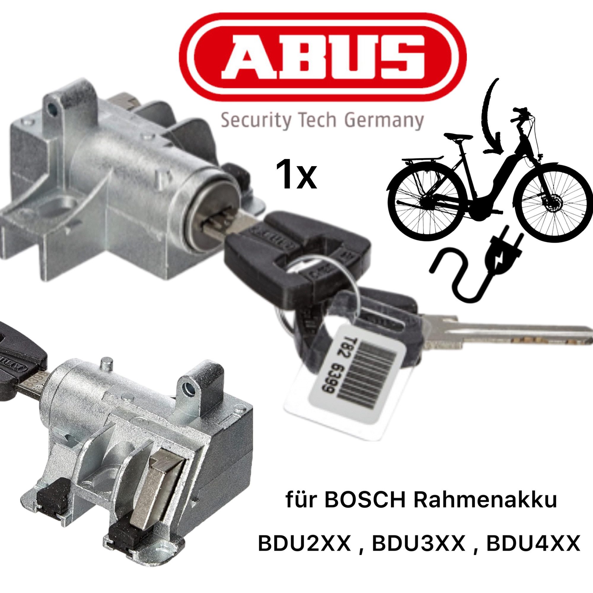 ABUS Fahrradkurbel ABUS Schließ Ersatz Zylinder für Bosch Ebike Rahmenakku Gen2 Gen3 Gen4