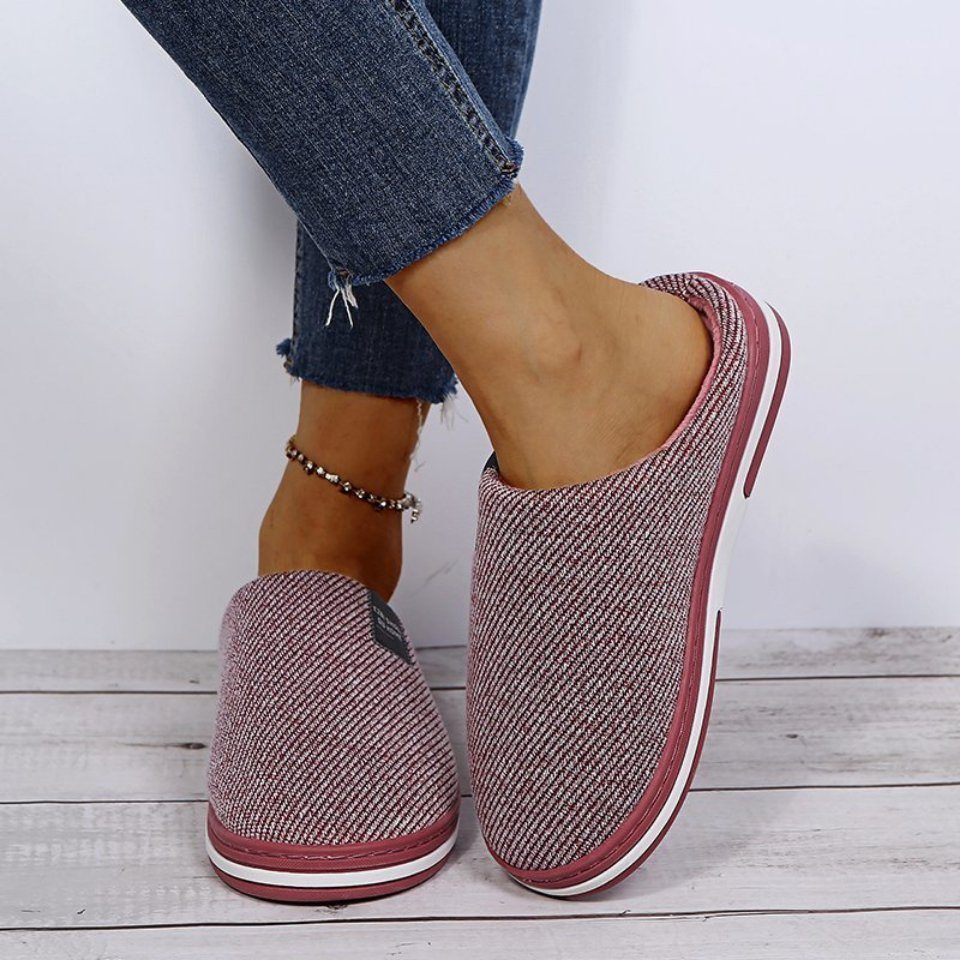 Home & Joy Lana Hausschuh (aus Baumwolle mit Memory-Foam Fußbett, weich & warm gefüttert, bequem) Pantoffeln Latschen Schlappen Slipper Pantoletten Winter rutsc – Bild 4 von 5