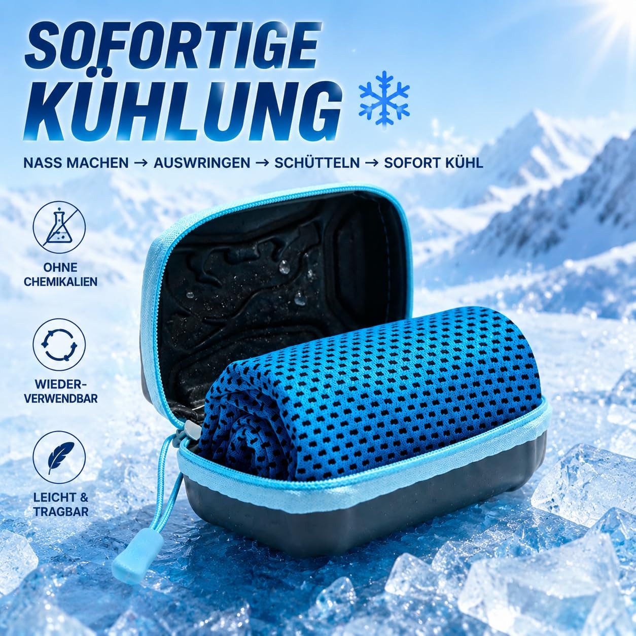 Diwzbyn Sporthandtuch 3 Stück Kühlendes Handtuch Kühlhandtuch Cooling Towel Kühlendes, Handtuch Kühltücher Sporthandtuch Kühlende Handtücher Fitness – Bild 2 von 5
