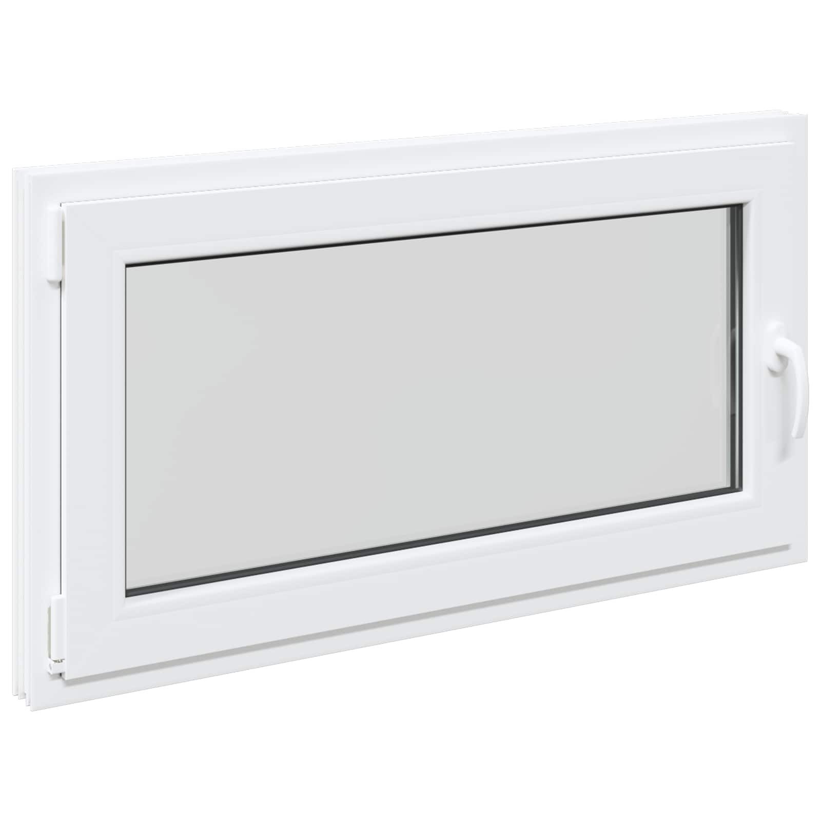 vidaXL Fenster Kellerfenster RISOR 110 x 70 cm PVC und Glas Weiß, (1 St)