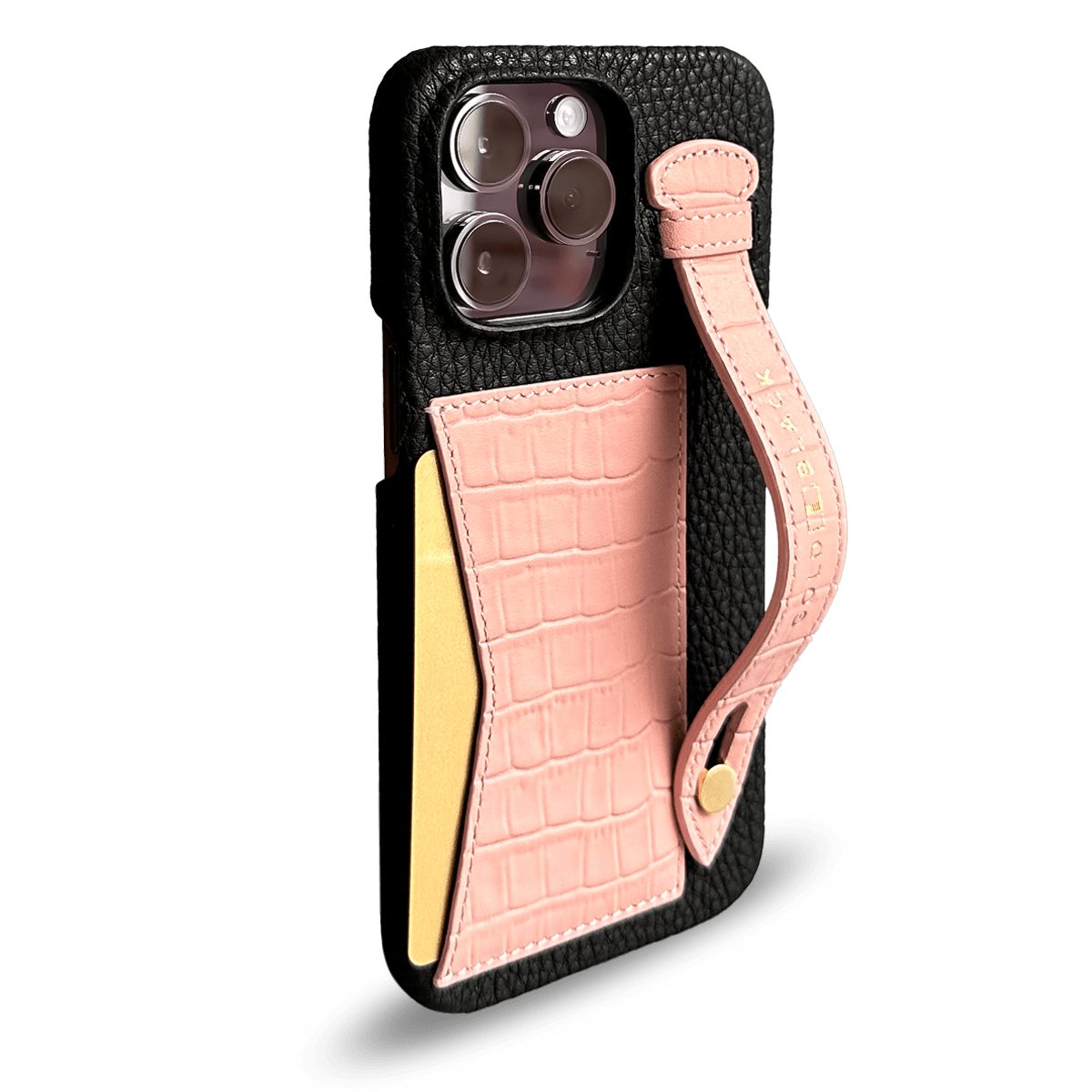 GOLDBLACK Handyhülle GOLDBLACK iPhone 14 Pro Max Slim Lederhülle Kroko-Prägung lachsrosa