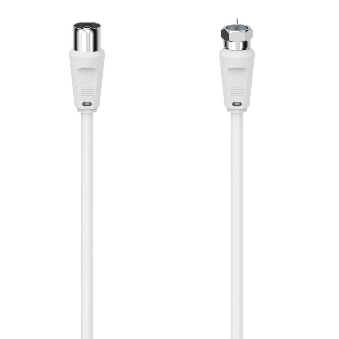 Hama SAT-Anschlusskabel, F-Stecker - Koax-Kupplung 1,5m und 3m 90 dB, Weiß Спутниковый кабель, F-Stecker, (150 cm)