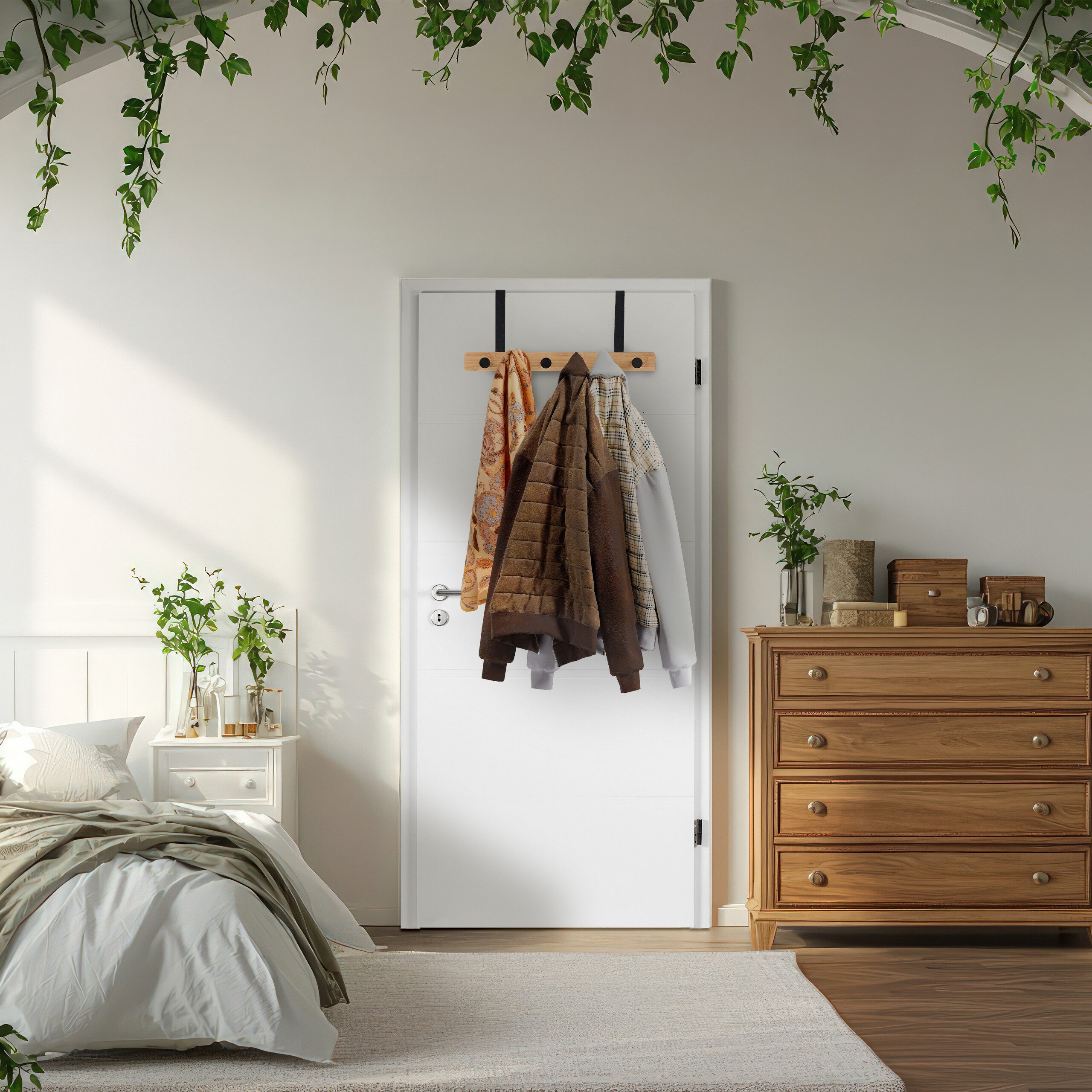 relaxdays Türgarderobe mit 6 Hake, Türen, schwarz
