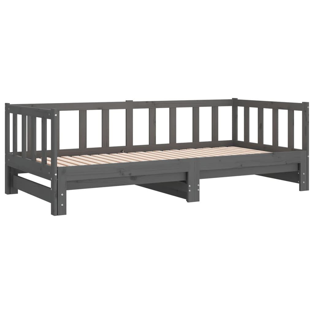 vidaXL Bett Tagesbett Ausziehbar Grau 2x(90x190) günstig online kaufen