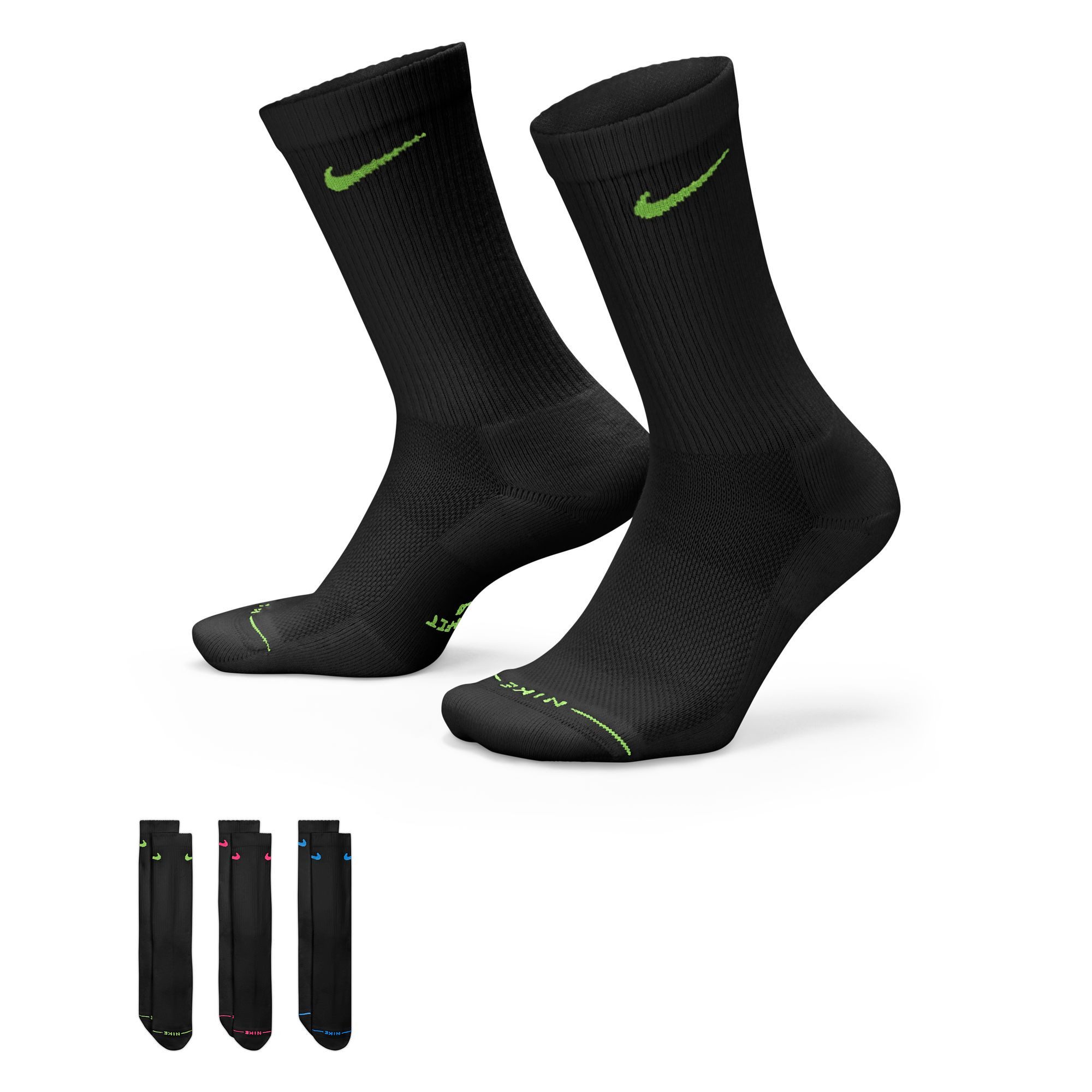 Nike Funktionssocken U NK ED ELVD CRW 3P - 144 für Erwachsene, mit Baumwolle im Obermaterial, formstabil