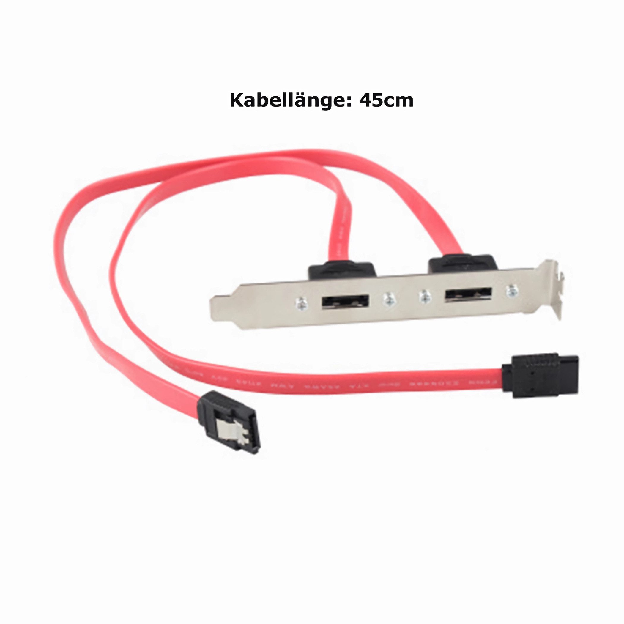 Bolwins K41 eSATA Slotblech 2x eSATA 7pin Buchse auf intern SATA 7pin Stecker Computer-Kabel, 2x SATA-Stecker (7-polig, intern, mit Sicherheitslasche), eSATA-Buchse (7-polig, extern im Slotblech) (45 cm), 2x SATA 7-Pin intern auf eSATA Buchse, Slotblech