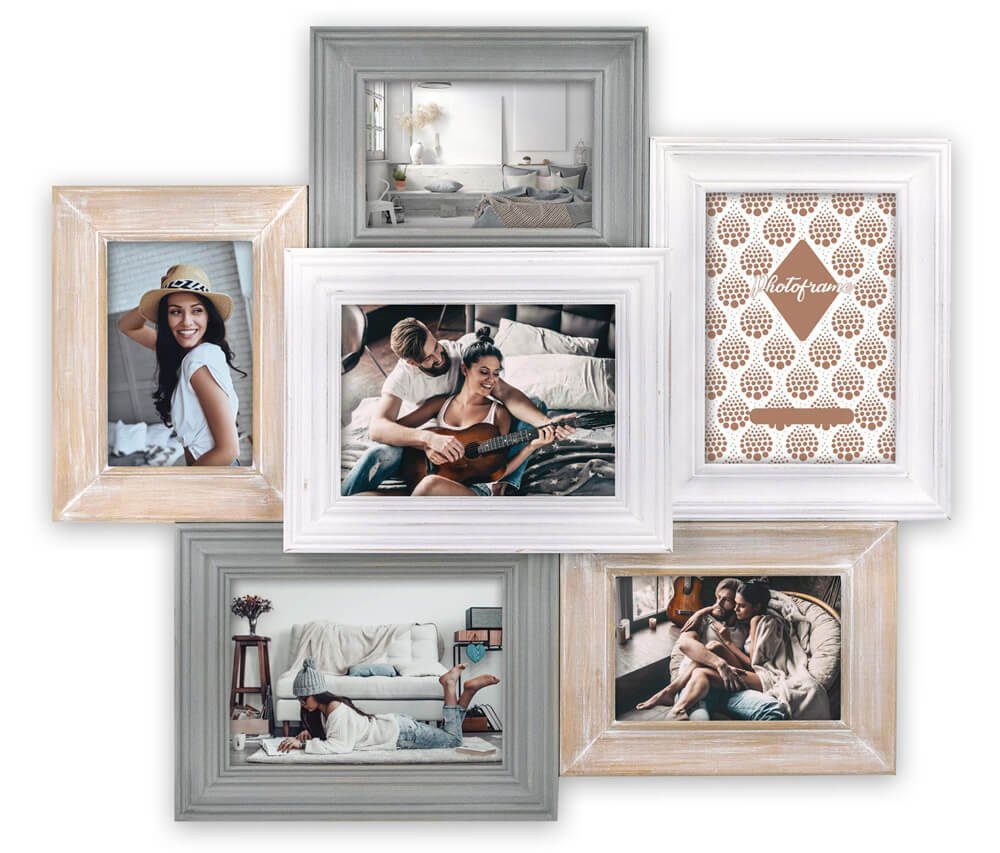 matches21 HOME & HOBBY Bilderrahmen »Bilderrahmen Collage 6 beige,  weiß,grau 1 Stk 10x15 cm & 13x18 cm«, (1 Stück) online kaufen | OTTO