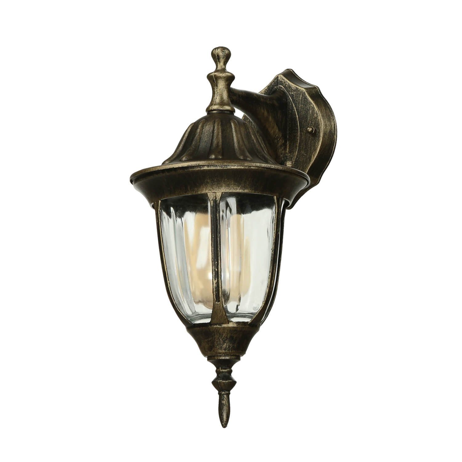 Antik hängend Licht-Erlebnisse Gold Hoflampe 35cm Lampe ohne AußenWandlampe MILANO, hoch Leuchtmittel, Außen-Wandleuchte
