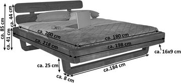 SAM® Massivholzbett Fatima, Doppelbett in Balkenoptik, geteiltes Kopfteil, Fichtenholz massiv