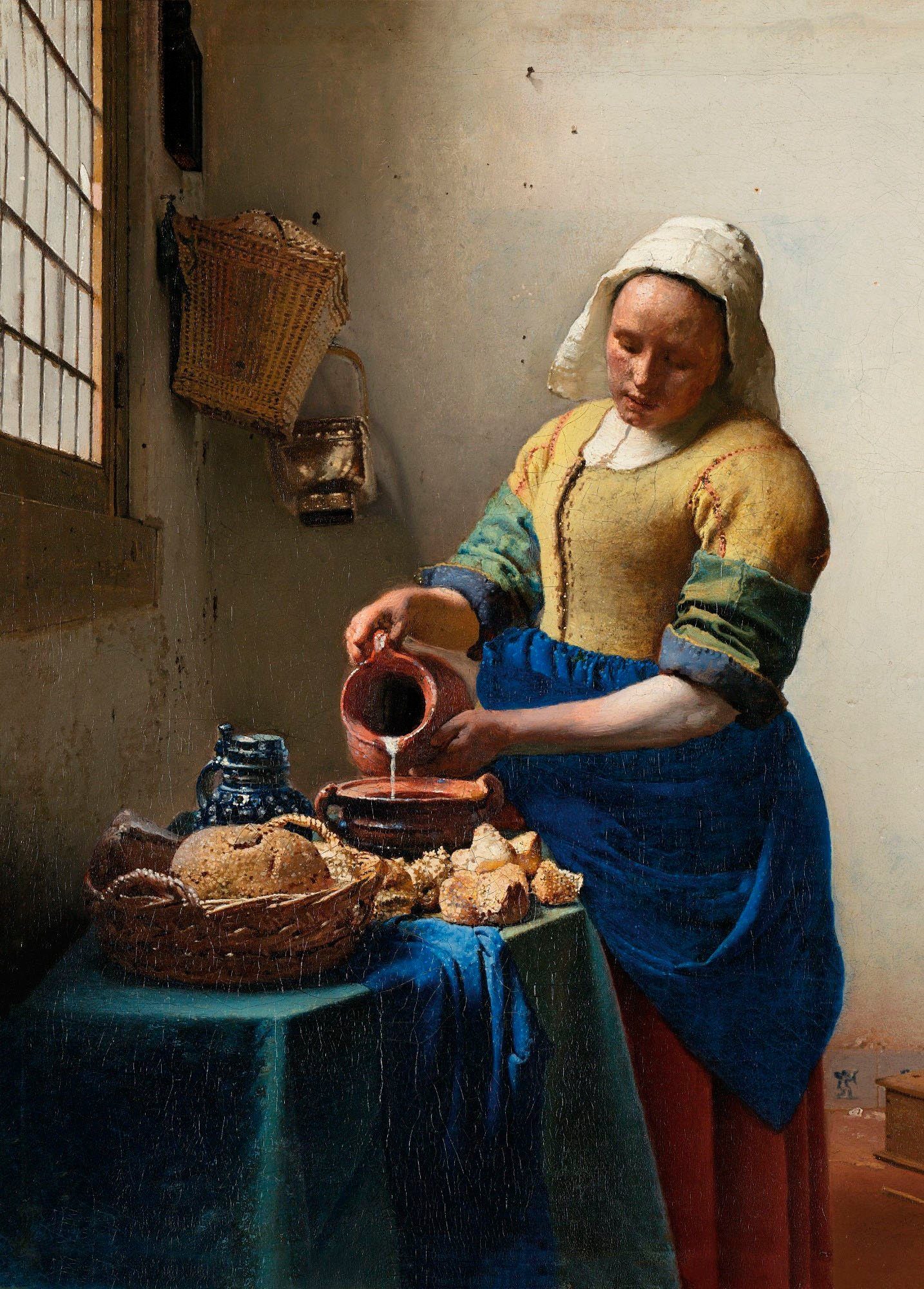 Art for the Vermeer, home Jan Het melkmeisje, ca. 1660 Leinwandbild