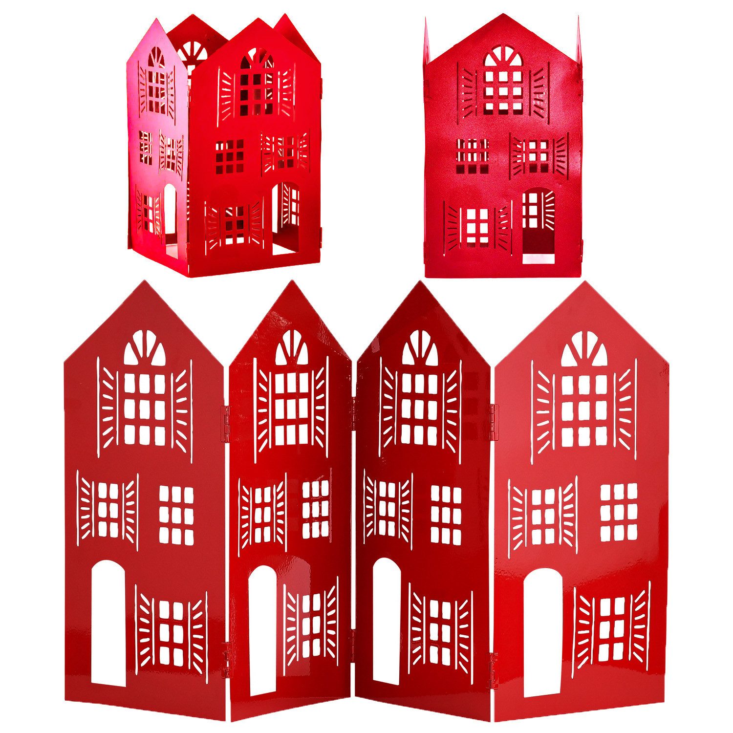 Marrakesch Orient & Mediterran Interior Dekofigur Häuserzeile Aufsteller Lichthaus Weihnachtsdeko Dobli Rot (1 St), Handarbeit