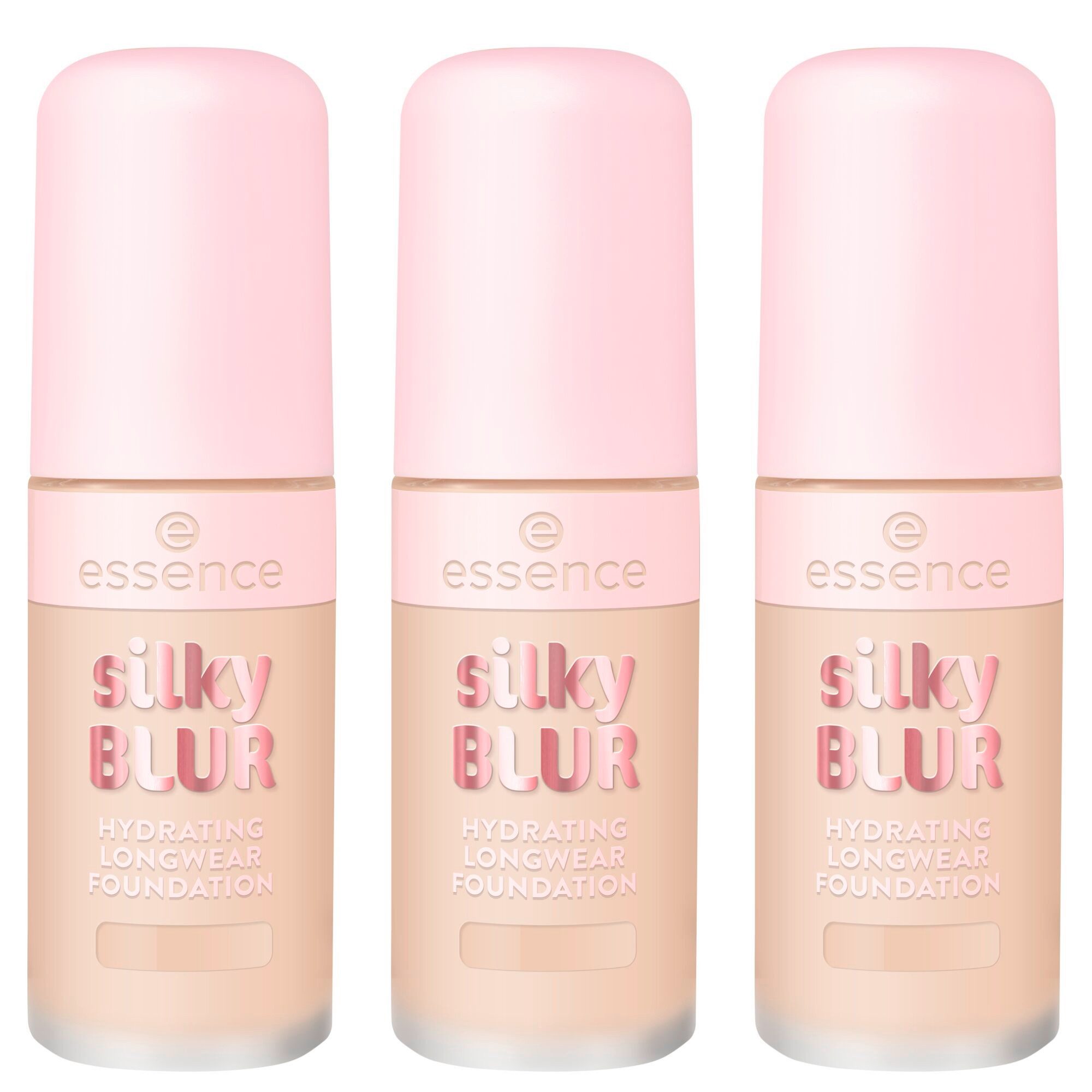 Essence Foundation SILKY BLUR HYDRATING LONGWEAR FOUNDATION, 3-tlg.