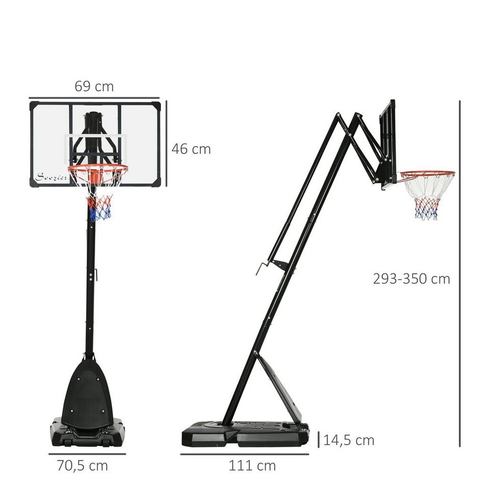 SPORTNOW Basketballständer höhenverstellbarer Basketballkorb für Kinder und  Erwachsene, Stahl (Set, 1-St., Basketball-Backboardständer), 111L x 70.5B x  14.5H cm