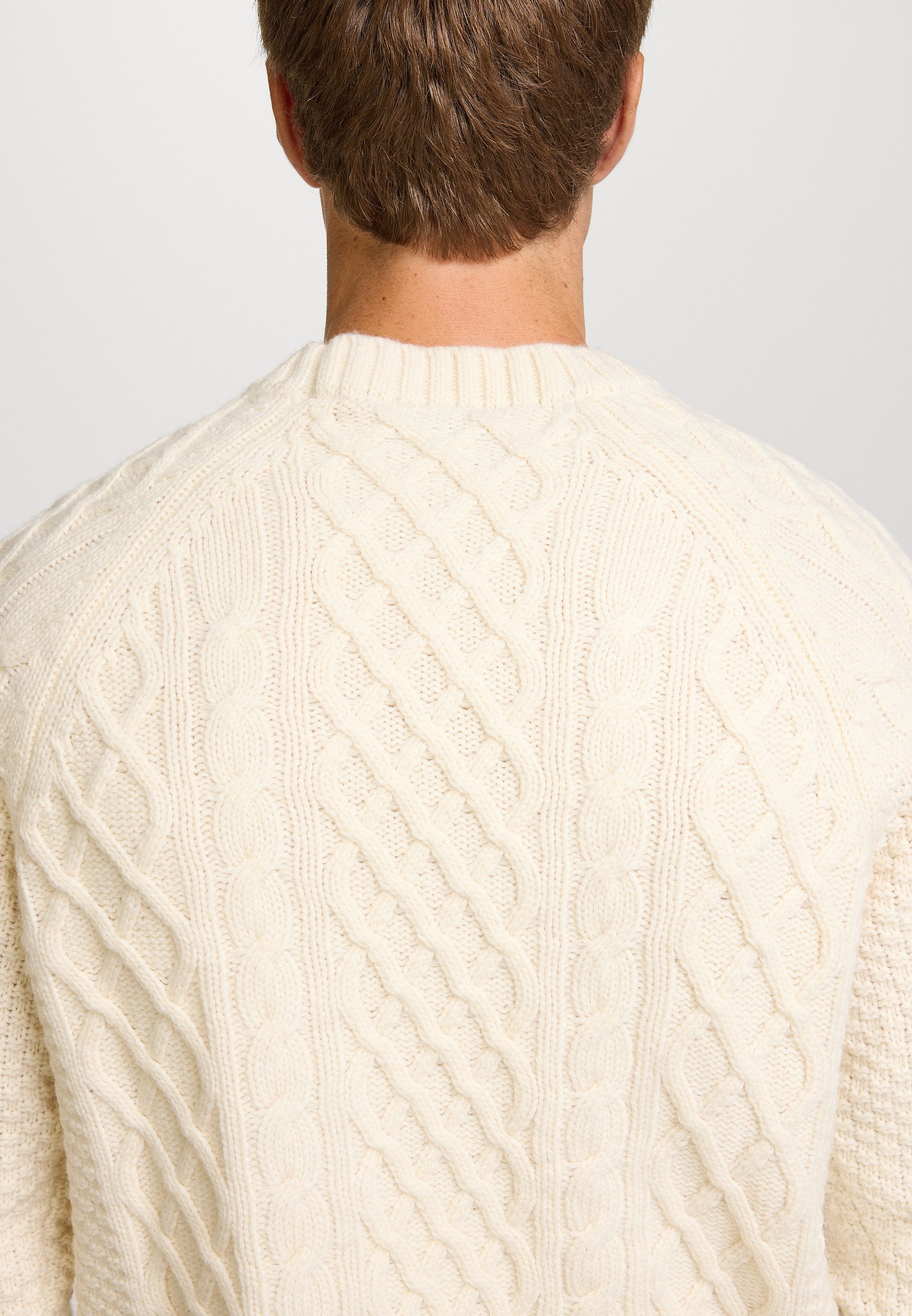 Kronstadt Strickpullover Herren KSWard crew Pullover Herrenpullover mit Zopfstrickmuster