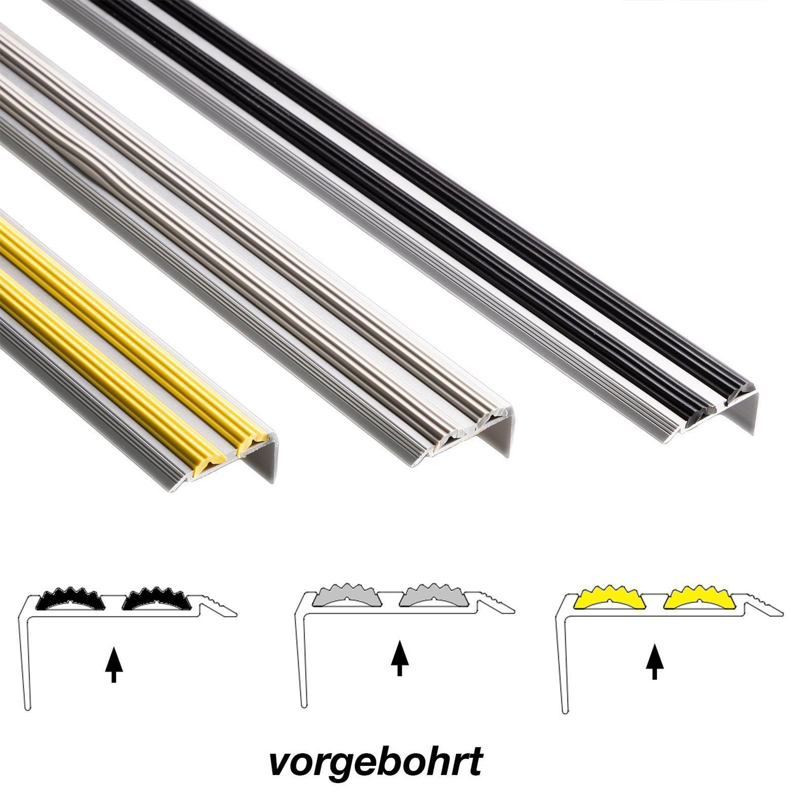 Karat Treppenkantenprofil Stufenkantenprofil Doppelgummi Majesty Vorgebohrt günstig online kaufen