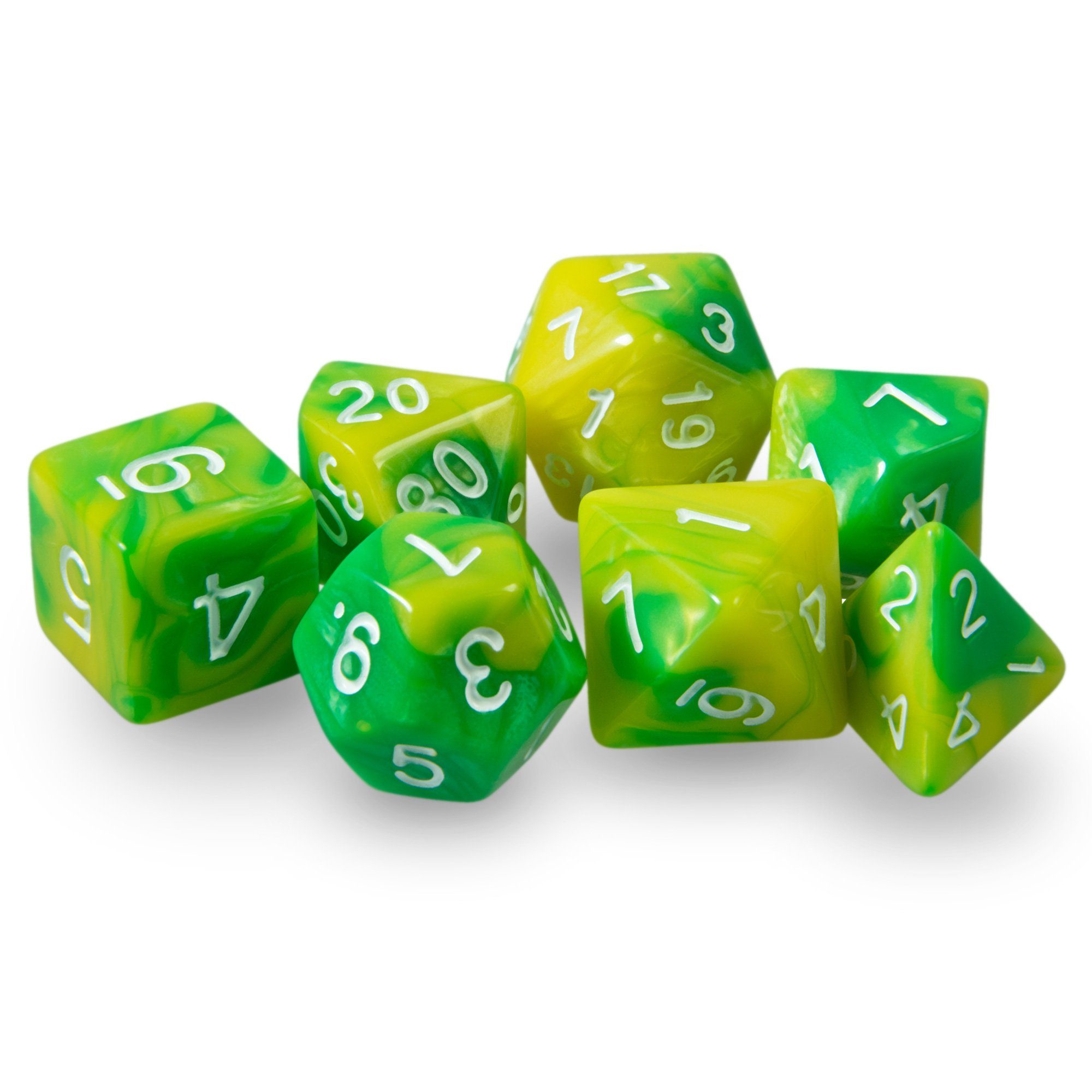 SHIBBY Spielesammlung 7 polyedrische DND Würfel in dichromatisch - mit Beutel