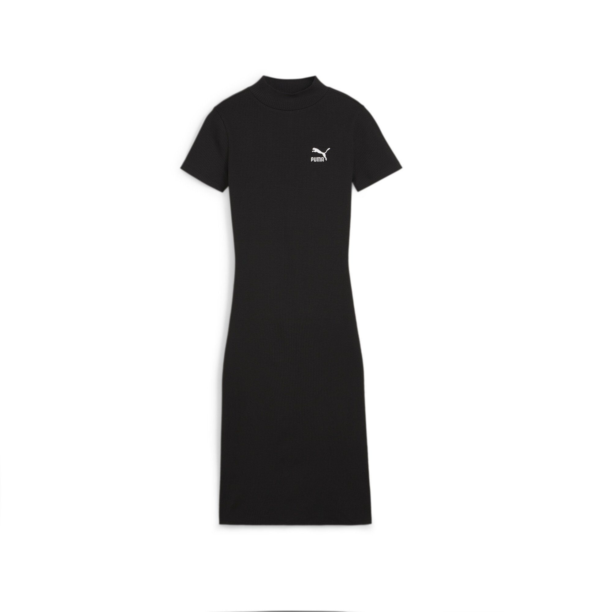 Look CLASSICS für Kleid Rückseite Damen, Taillennähe auf Sweatkleid trendigen PUMA Cutout einen Geripptes in der