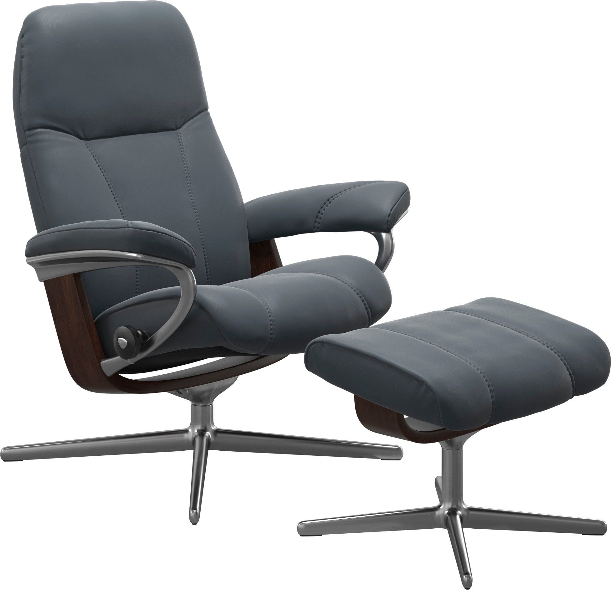 Stressless® Relaxsessel Consul (Set, Relaxsessel mit Hocker), mit Hocker, mit Cross Base, Größe S, M & L, Holzakzent Braun