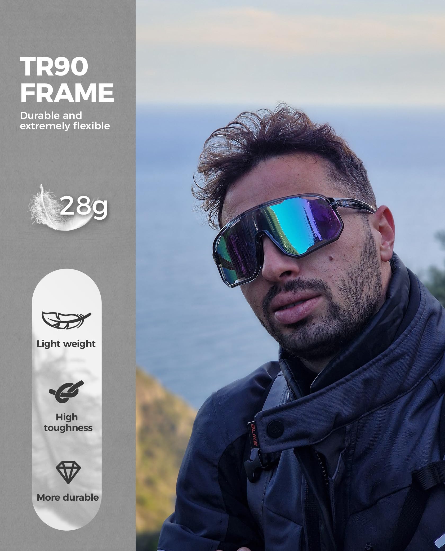 ROCKBROS Fahrradbrille Photochromatisch Sonnenbrille Outdoor MTB Rennrad Sportbrille, (1-St), für Damen und Herren Fahrradbrille