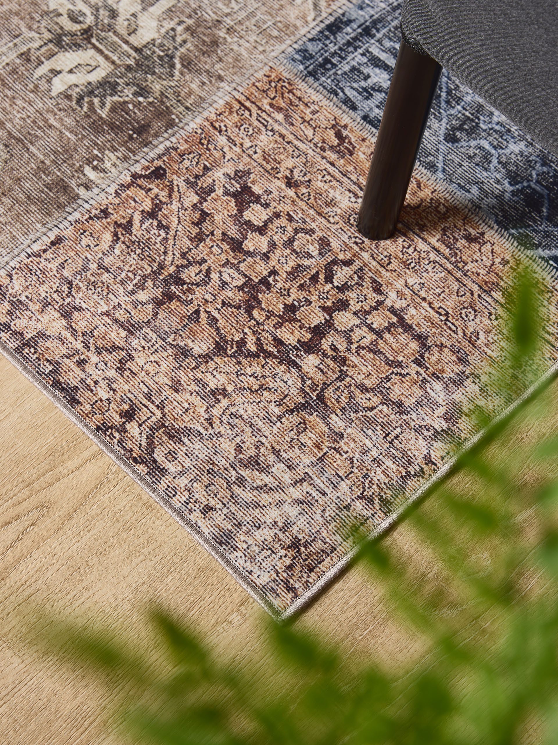 Interiyou Teppich Gent, Rechteckig, Höhe: 5 mm, Vintage Kurzflor für Wohnzimmer, Schlafzimmer, waschbar, pflegeleicht