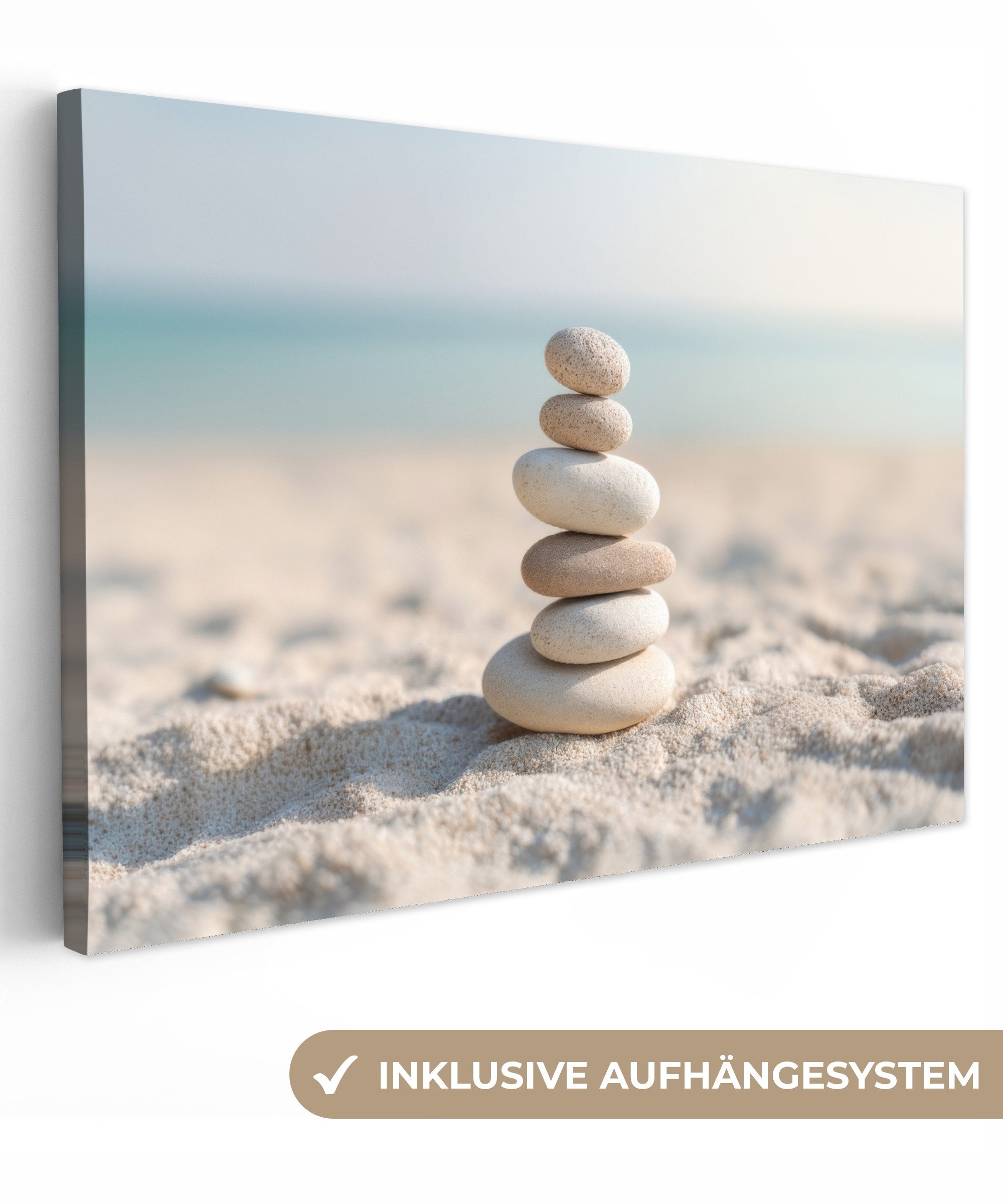OneMillionCanvasses® Leinwandbild Steine - Stapel - Sand - Meer, Fotodruck günstig online kaufen