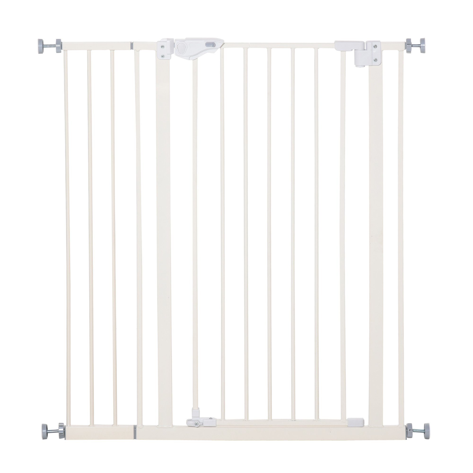 PawHut Hundegitter Treppenschutzgitter ohne bohren mit Verlängerung (Hunde Treppenschutzgitter, 1 St., Schutzgitter für Haustier), Metall Weiß