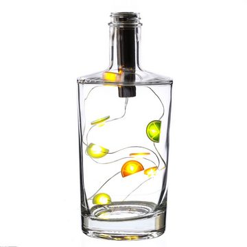 MARELIDA LED-Lichterkette LED Lichterkette Flaschen Korken Flaschenlicht Orange Limette Timer, 8-flammig