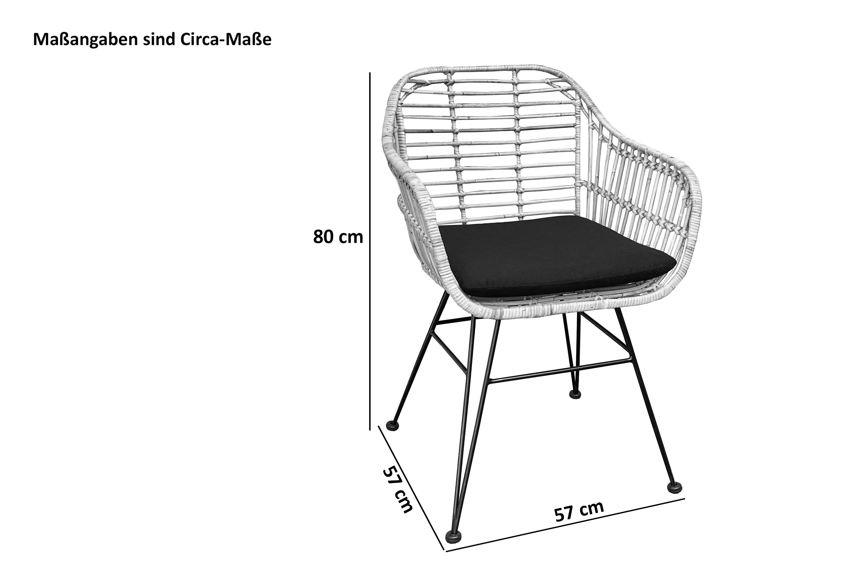 Junado® Esszimmerstuhl Athen, Rattanstuhl, Sitzkissen, mit geflochtenes braun Retro-Design