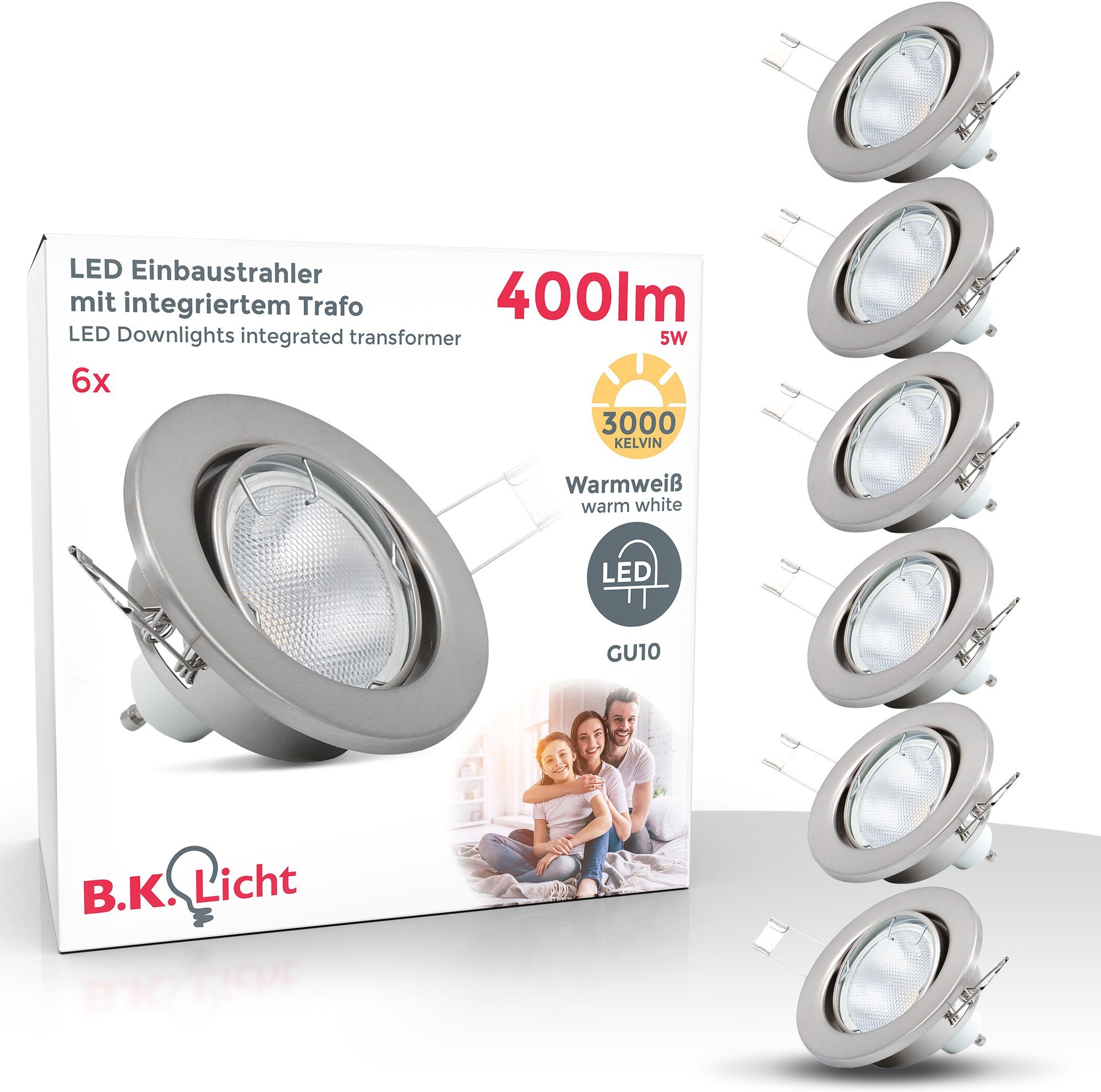 6X LED Einbaustrahler Einbau-Leuchten Lampe Decken-Spots 5W 7W GU10 230V 