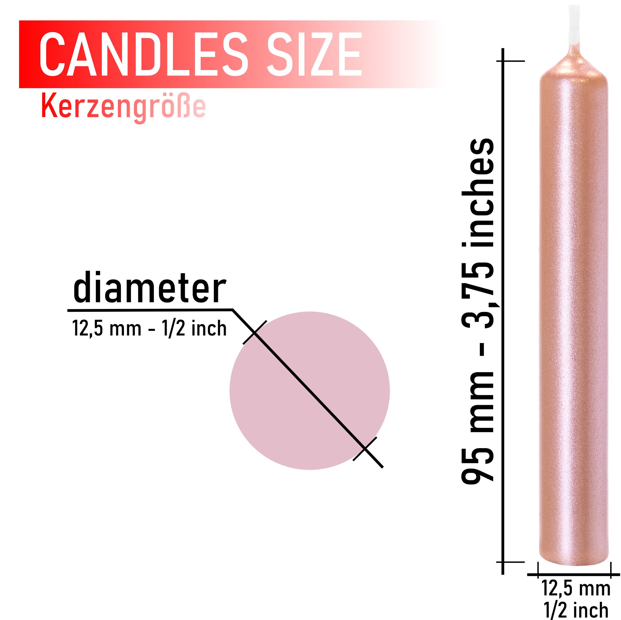 BRUBAKER Spitzkerze 20er Pack Geburtstagskerzen 9,5 cm - Geburtstag Spitzkerzen (für Geburtstag, Magie, Rituale, 20-tlg., oder Partydekoration), Dekokerzen mit 1,25 cm Durchmesser - Stabkerzen Leuchterkerzen