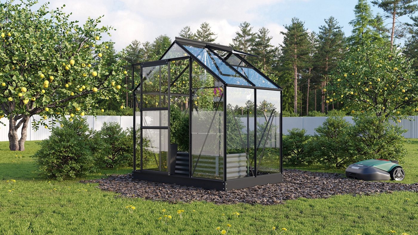 Thumbnail - Vitavia Gewächshaus Planet 2500 ESG 3mm schwarz - Set L1310 x B1950 x H2074 mm