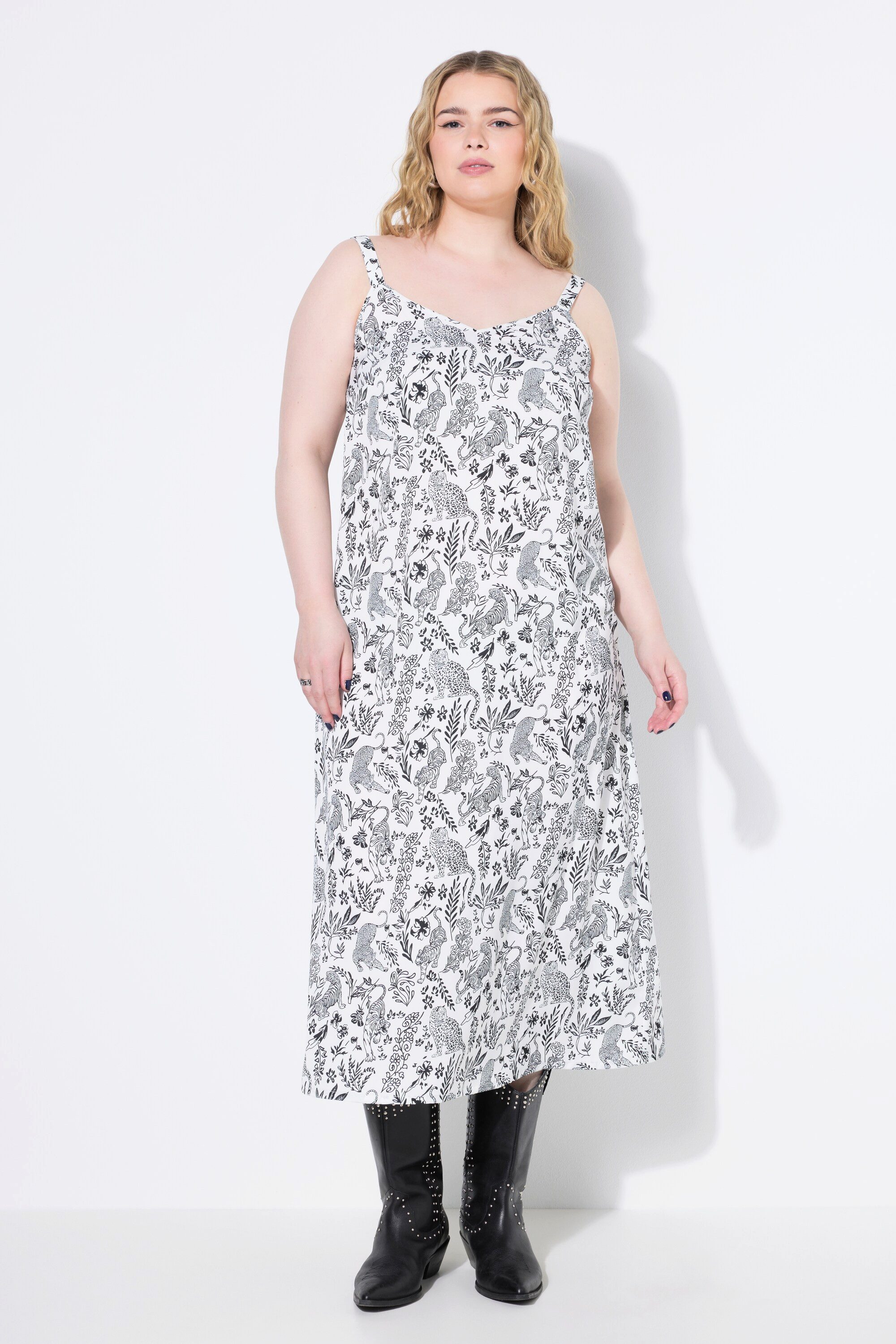 Maxikleid Maxikleid A-Line Satin Alloverdruck