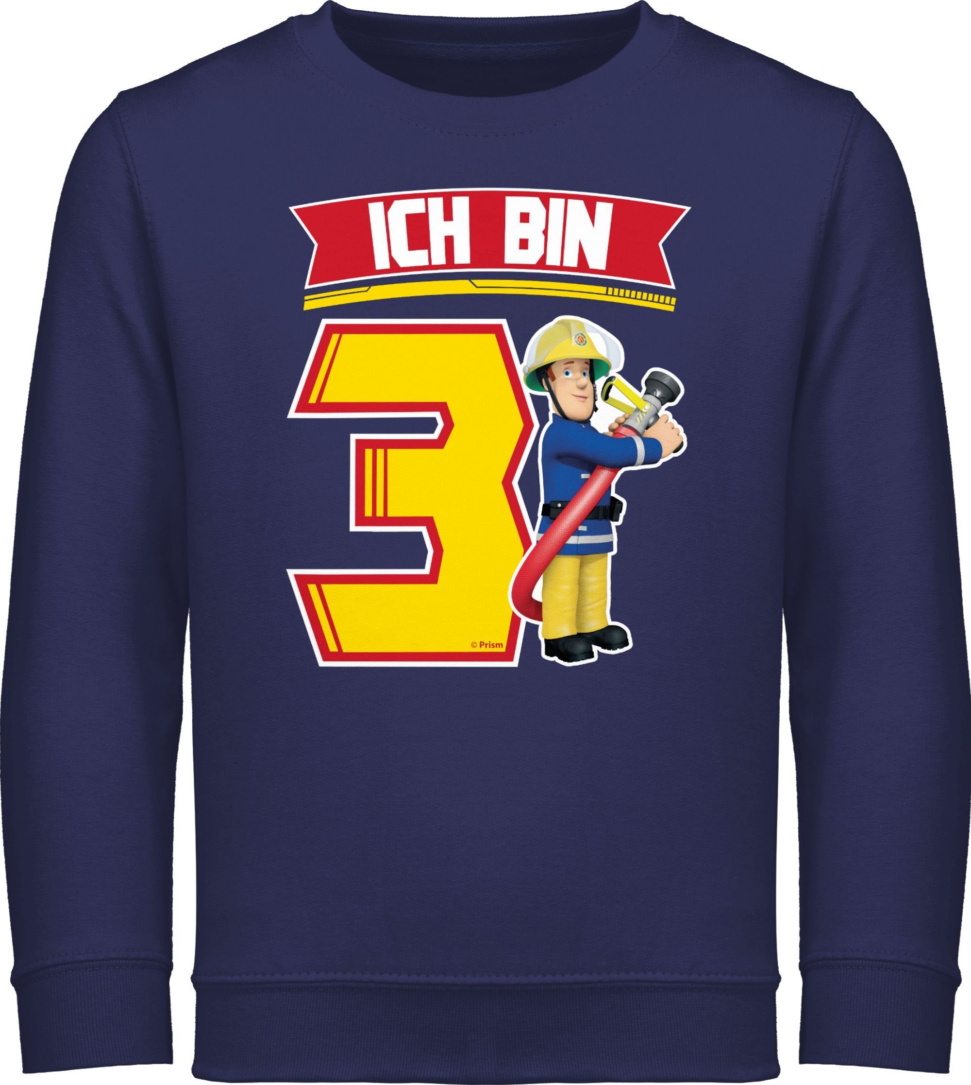 Shirtracer Sweatshirt Ich bin 3 - Sam Feuerwehrmann Sam Jungen 2 Navy Blau