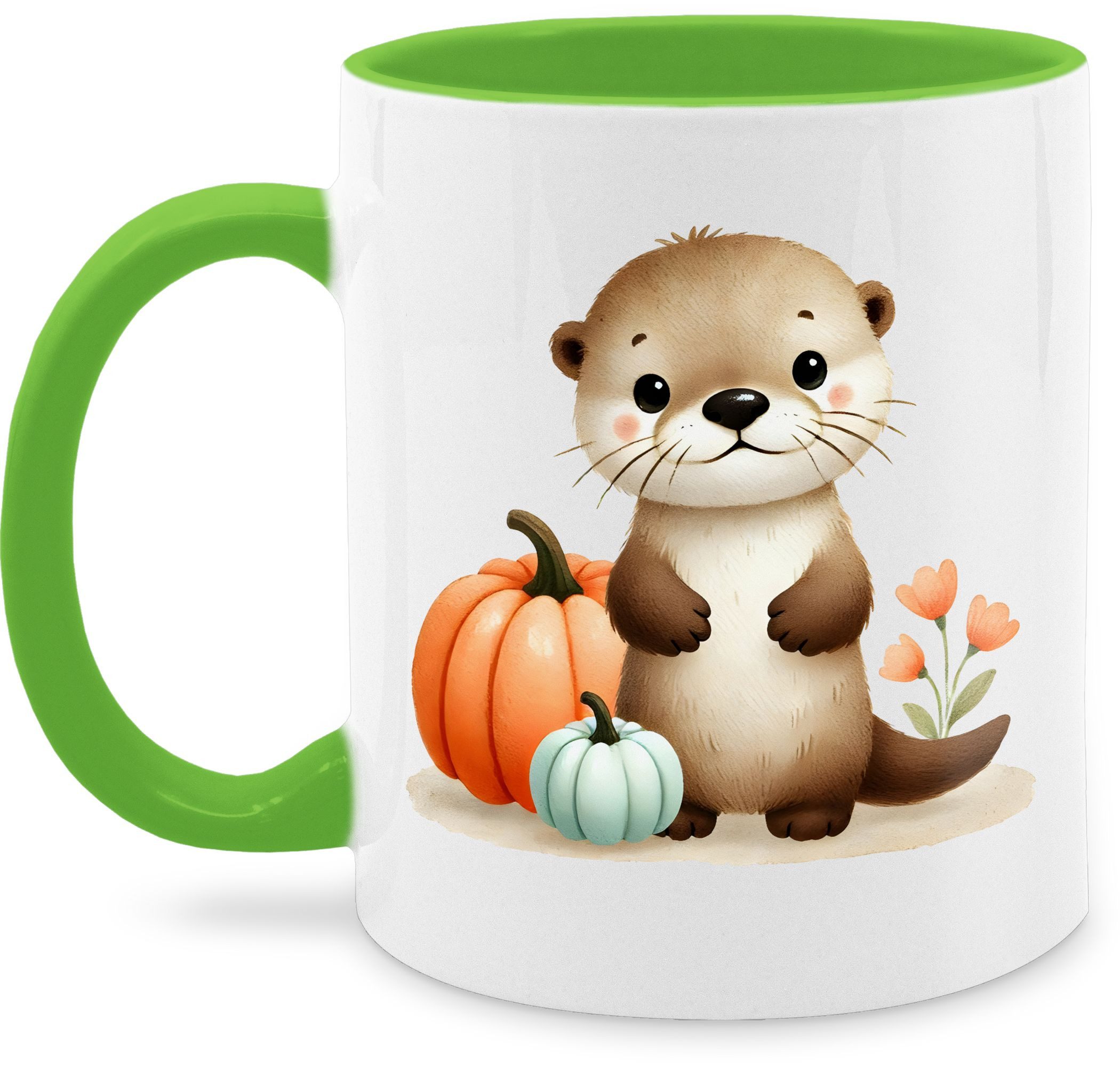 Tasse Süßer Otter mit Kürbis, Herbstliches Baby und Kinder Motiv, Niedlich